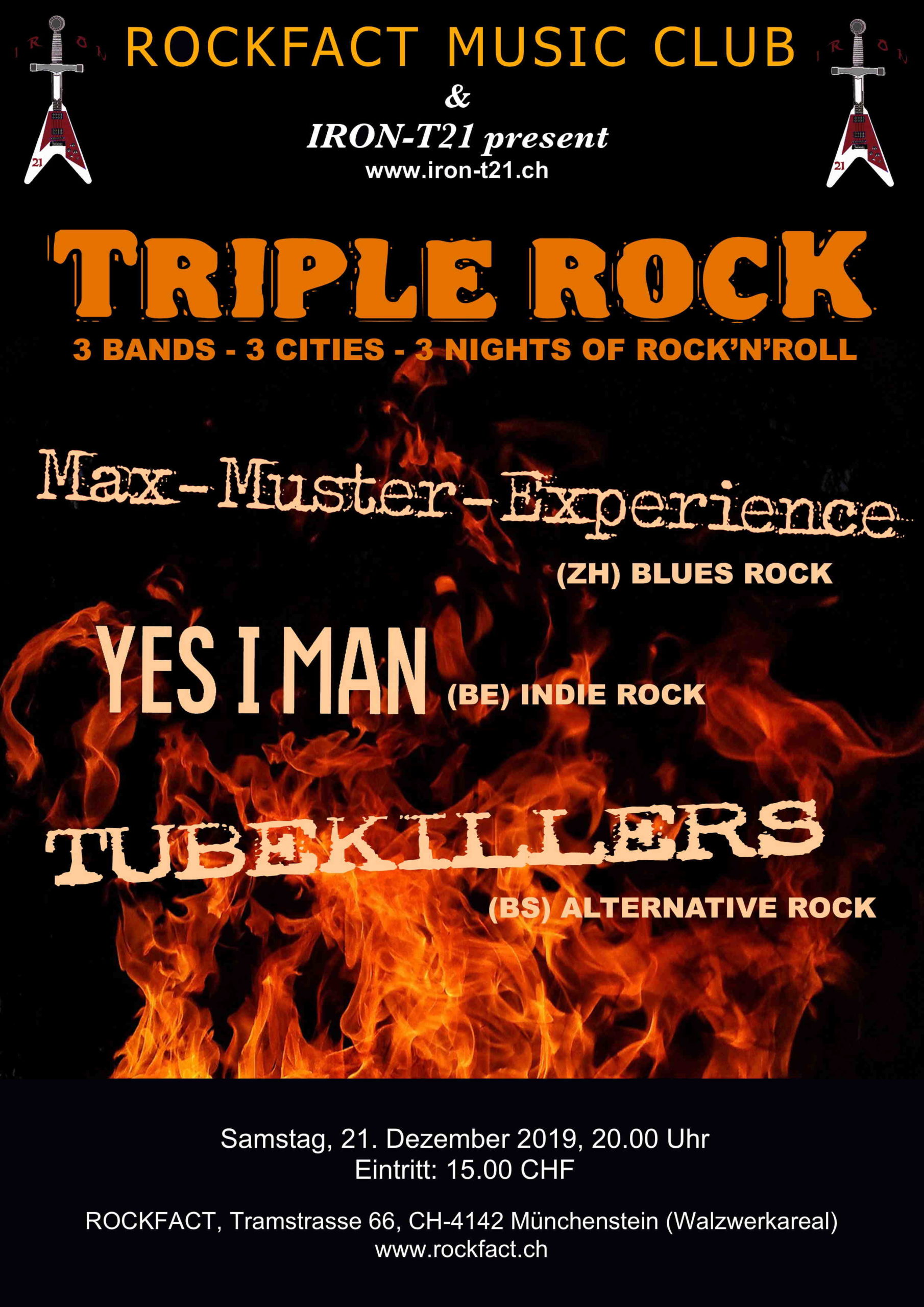 Rockfact Music Club & IronT21 pres. Triple Rock mit MaxMuster
